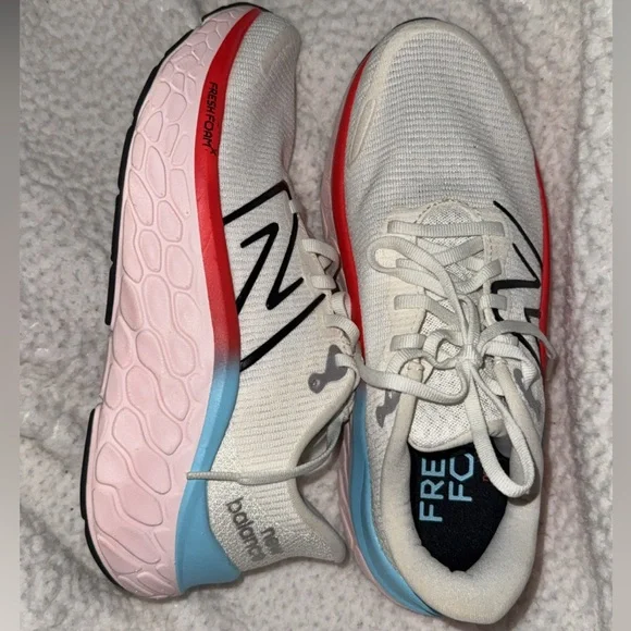 New Balance White and Pink Athletic Sneakers - Picture 4 of 7
